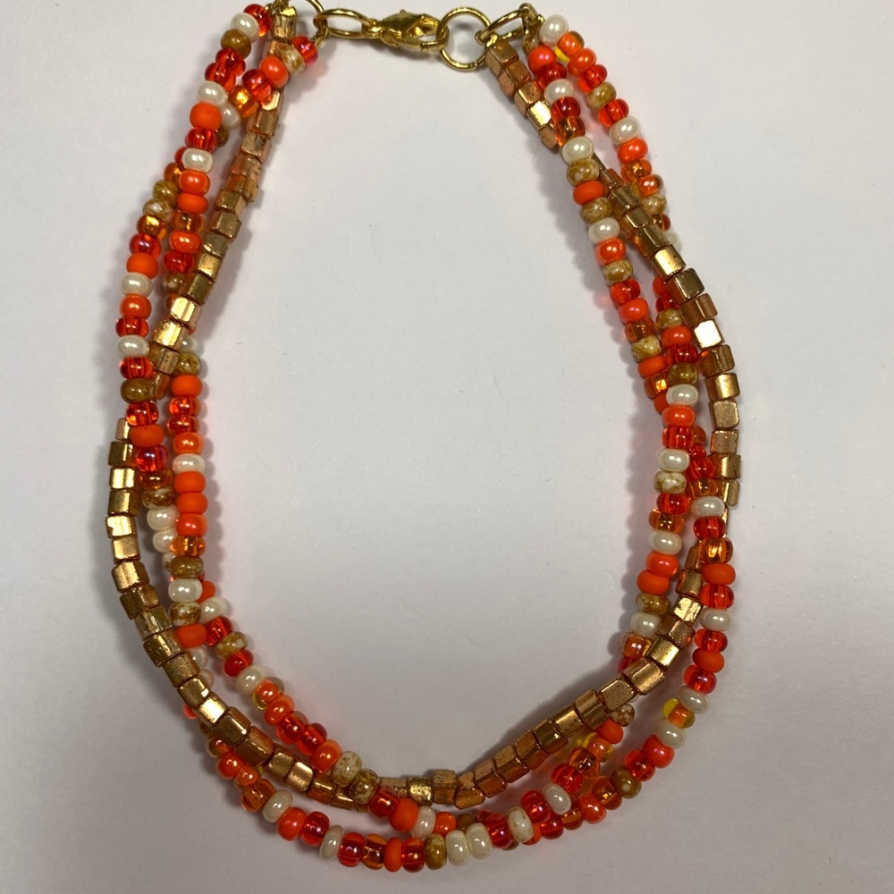 Anklet- Orange and Gold bead Anklet